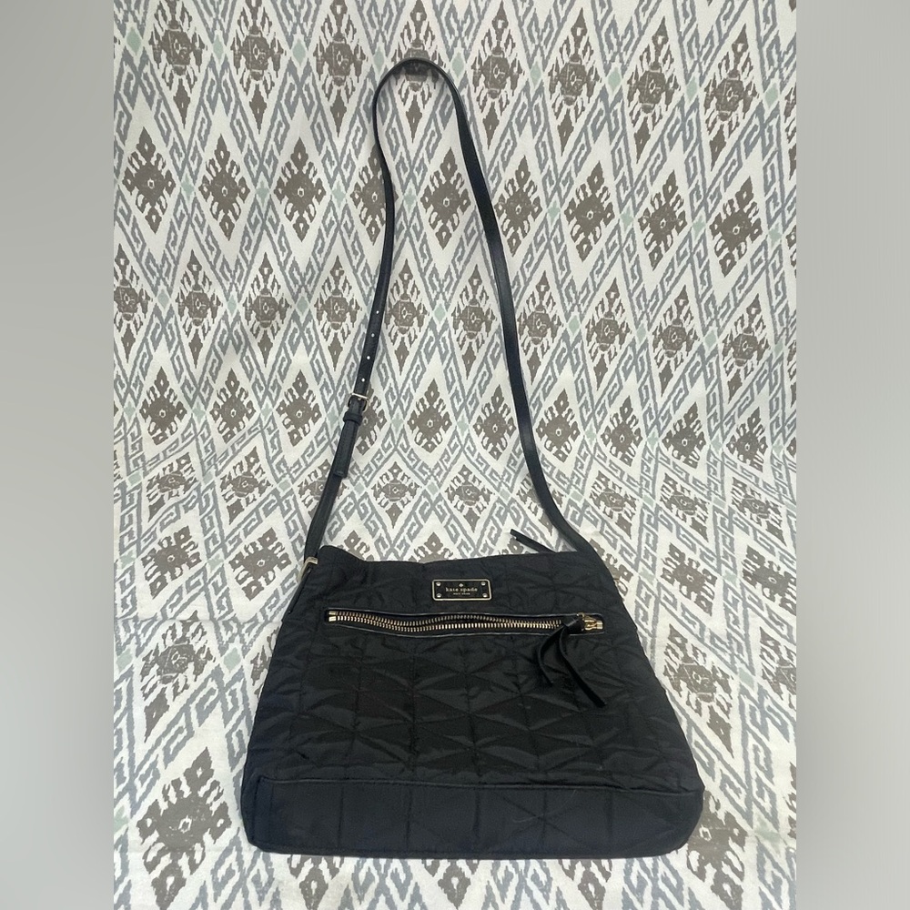 Kate Spade Quilted  Nylon Black Crossbody Bag